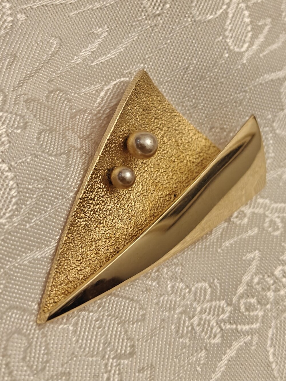 Modernist Geometric Brooch With Cultured Pearls Vintage MCM